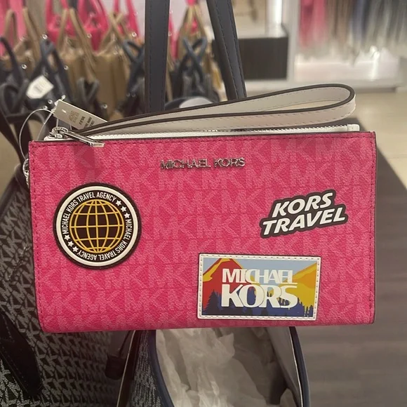 Michael Kors Jet Set Travel Lg Embellished Signature Logo Wristlet
Dragonfruit - Picture 14 of 16